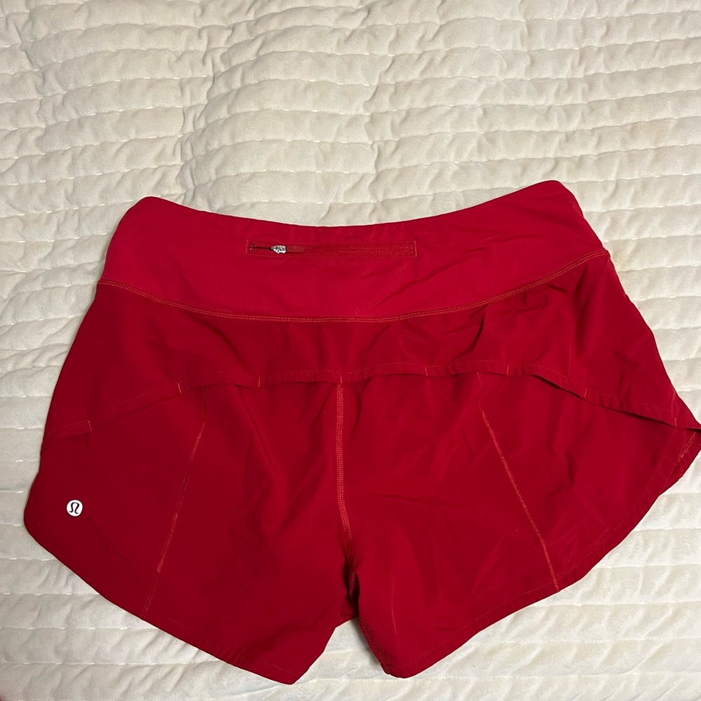 Red Lululemon Speed Up Shorts